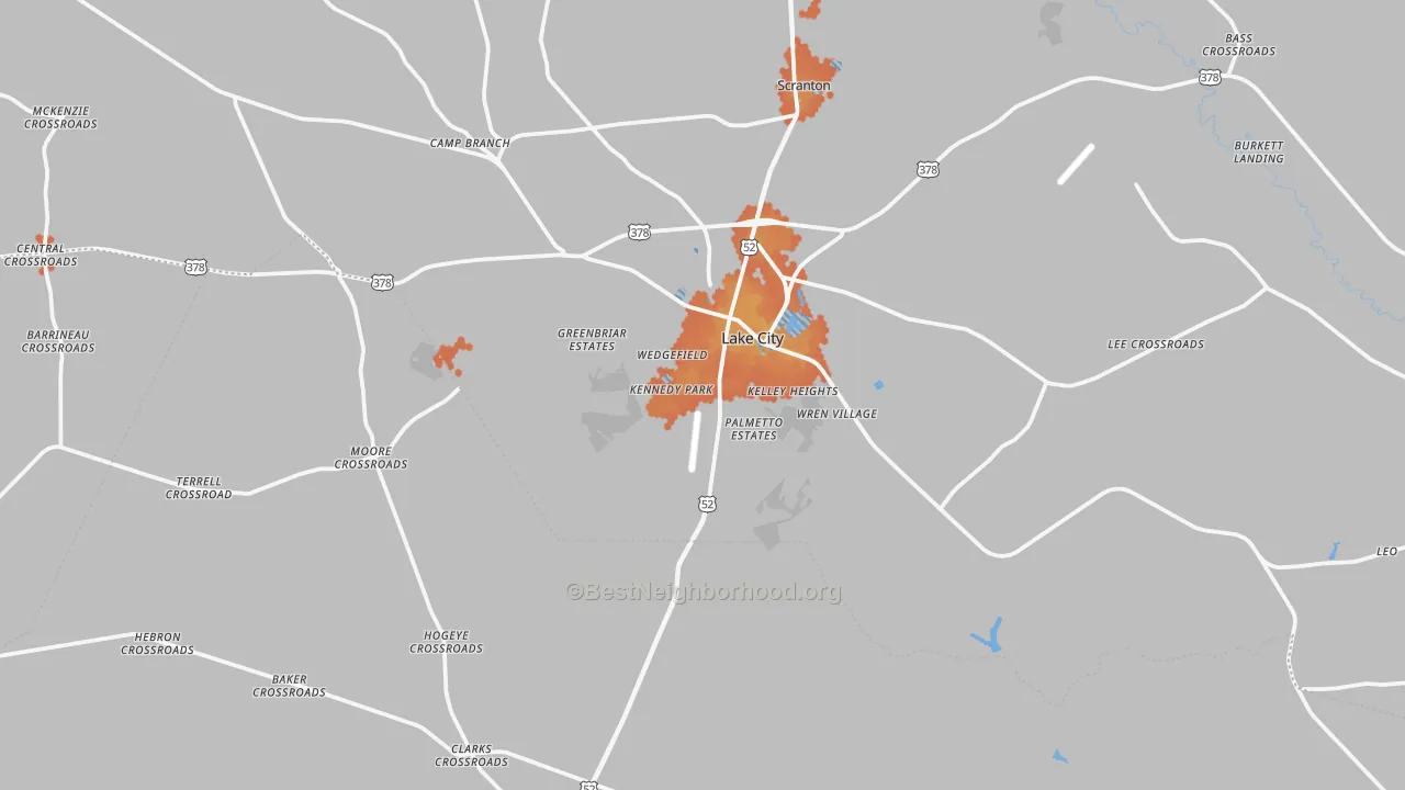 Bike Grade map of 29560, SC
