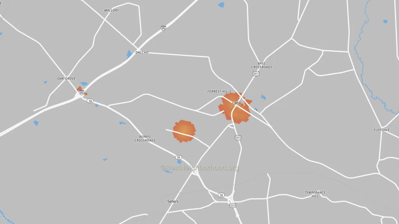 Bike Grade map of 29565, SC