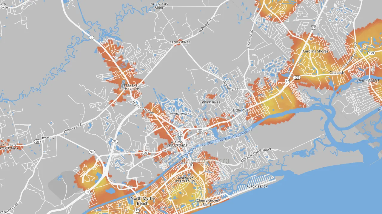 Bike Grade map of 29566, SC
