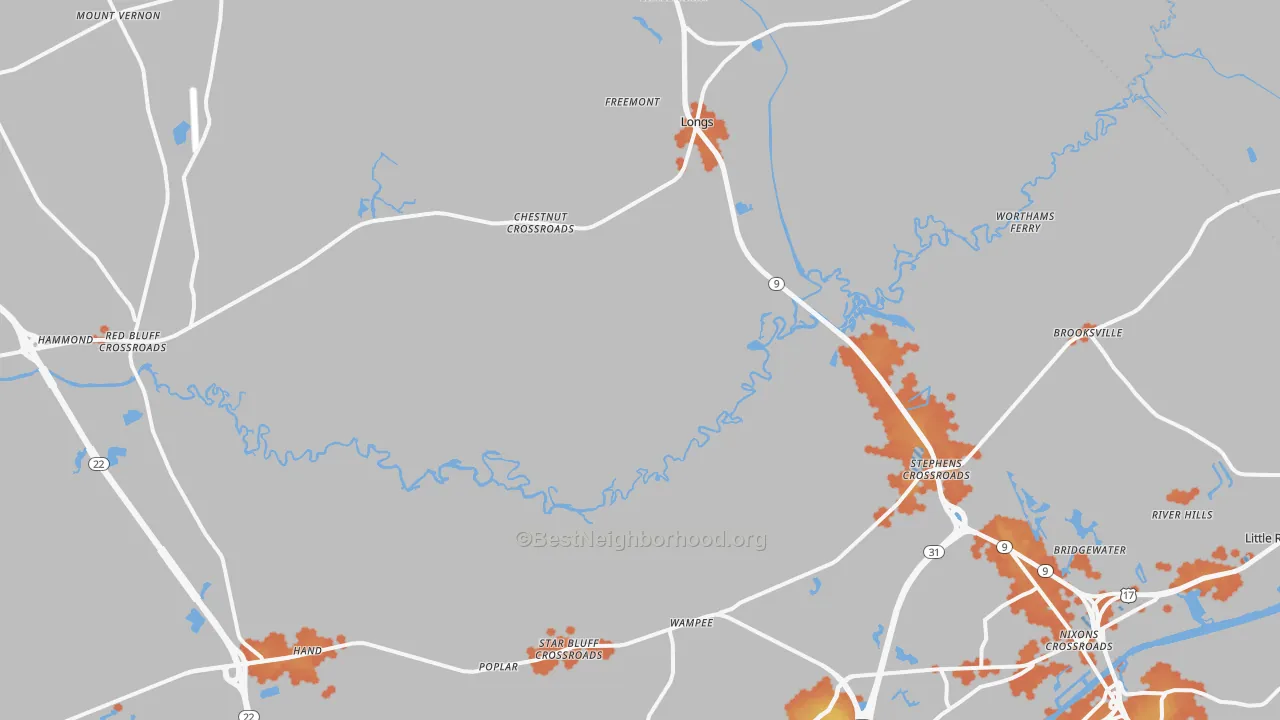 Bike Grade map of 29568, SC