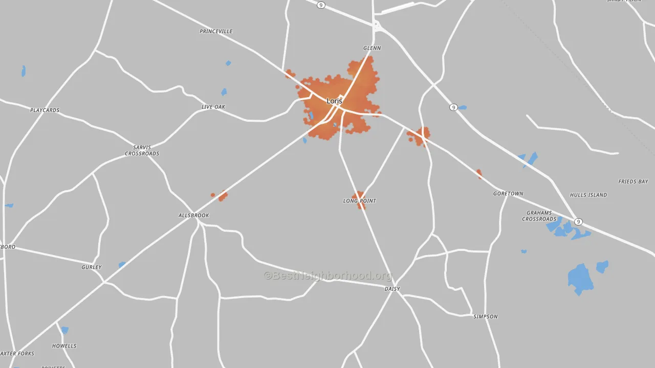 Bike Grade map of 29569, SC