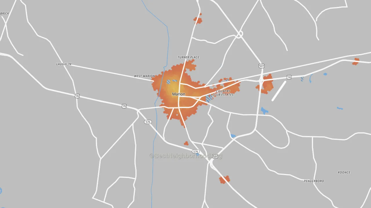Bike Grade map of 29571, SC