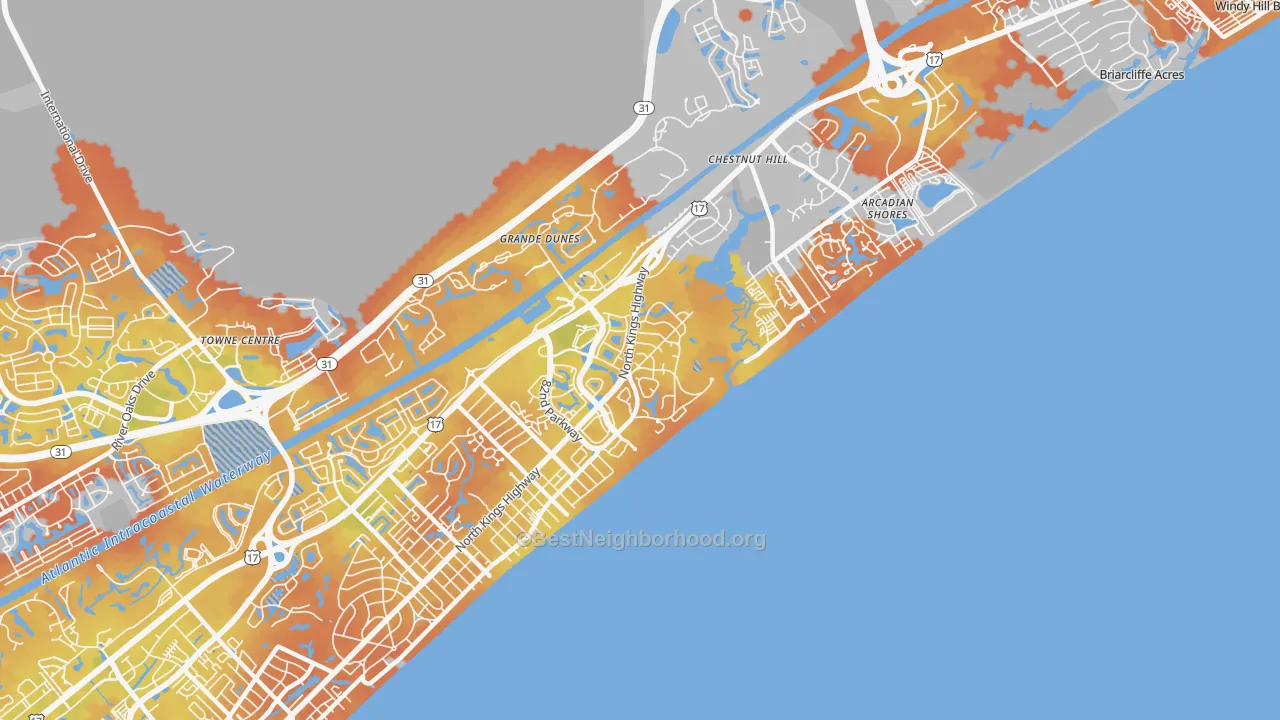 Bike Grade map of 29572, SC