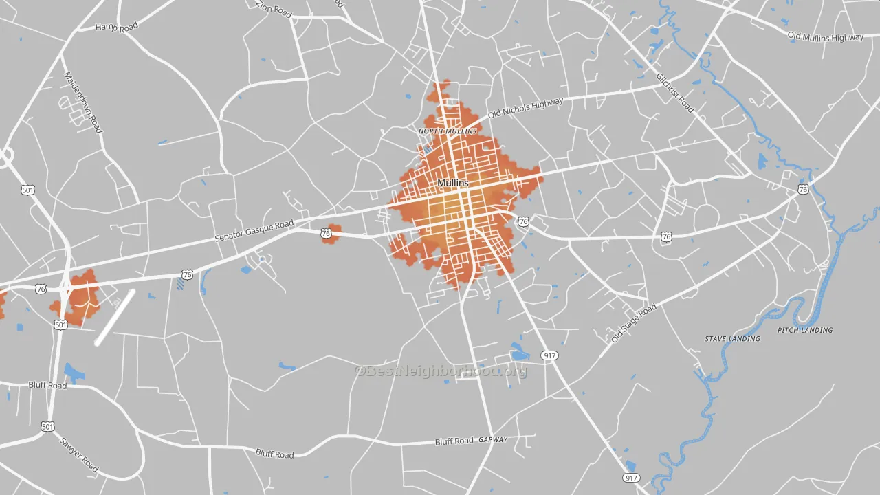Bike Grade map of 29574, SC