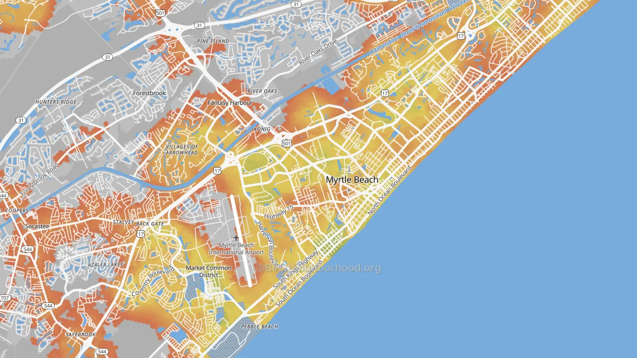 Bike Grade map of 29577, SC