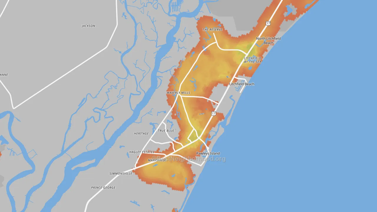 Bike Grade map of 29585, SC