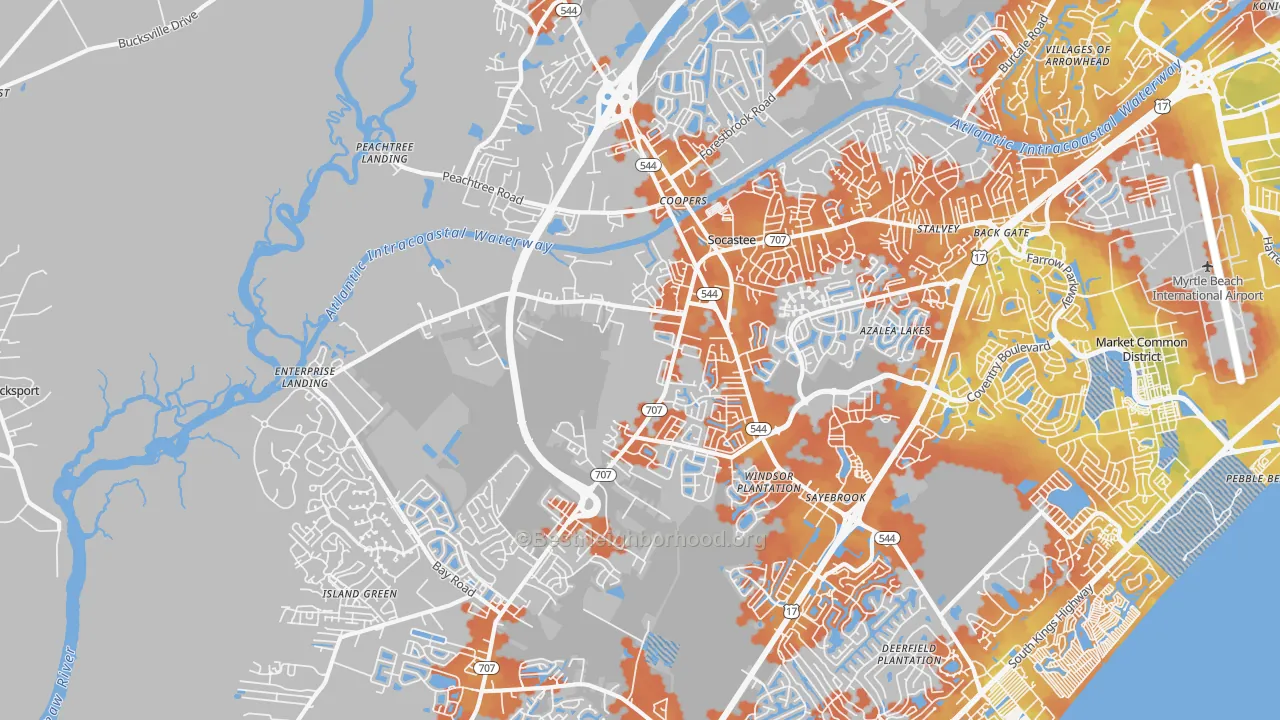 Bike Grade map of 29588, SC