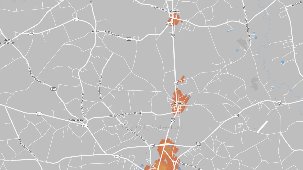 Bike Grade map of 29591, SC