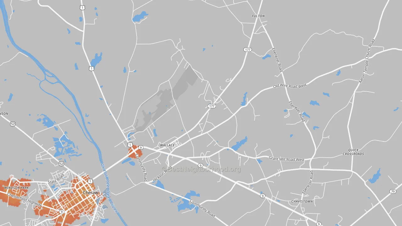 Bike Grade map of 29596, SC