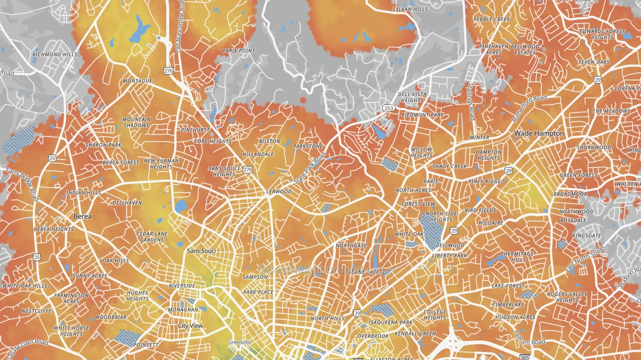 Bike Grade map of 29609, SC
