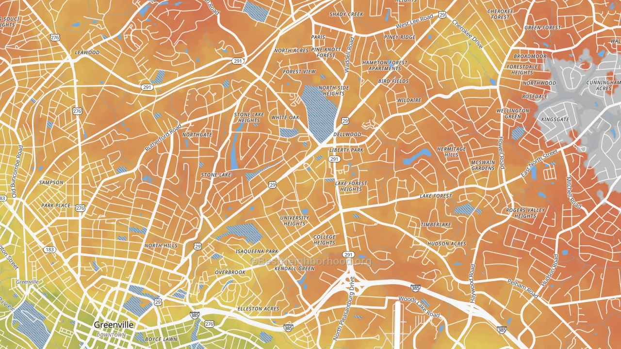 Bike Grade map of 29614, SC