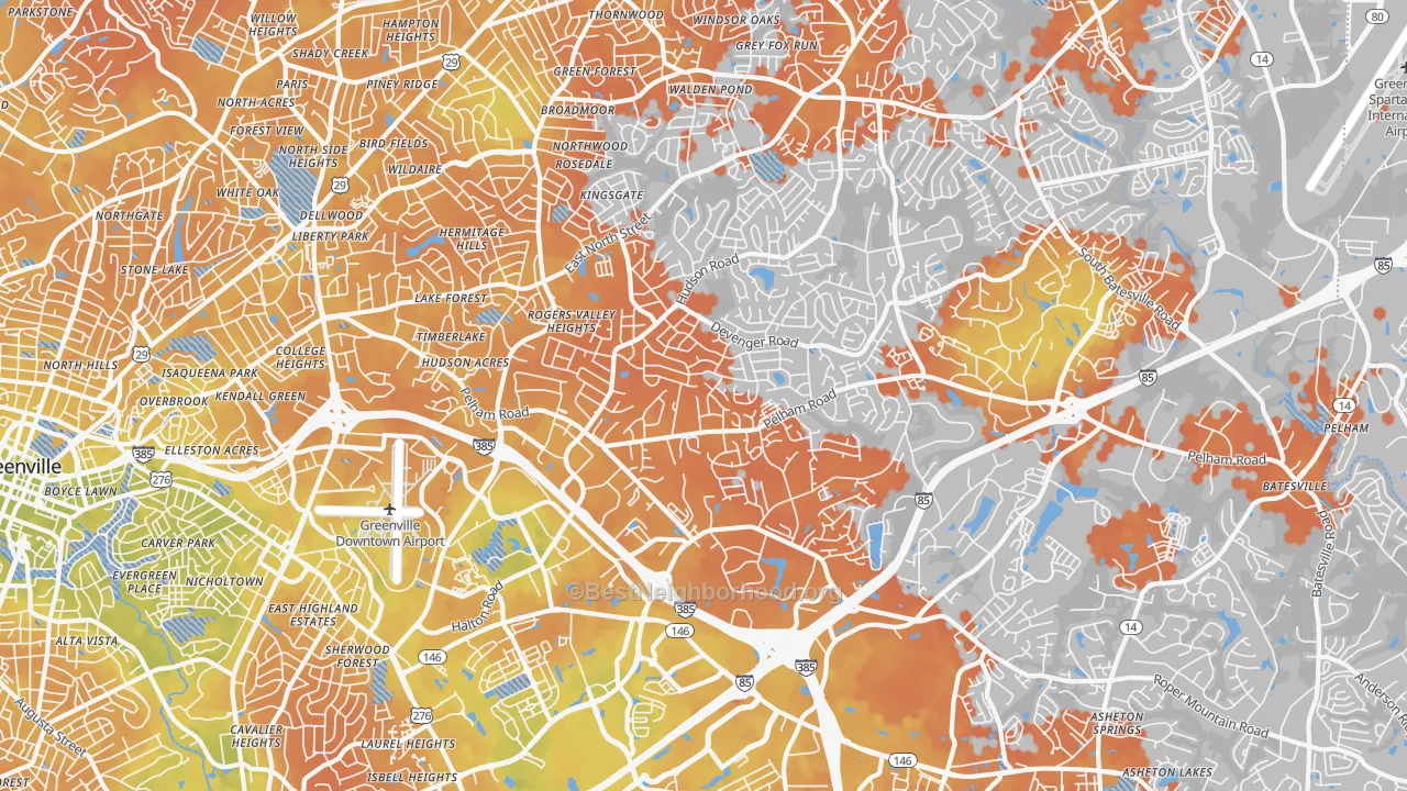 Bike Grade map of 29615, SC