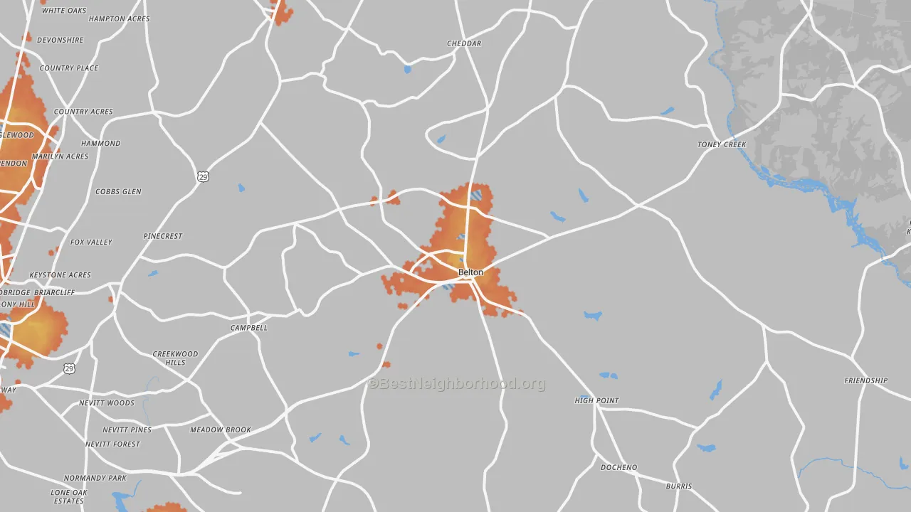 Bike Grade map of 29627, SC