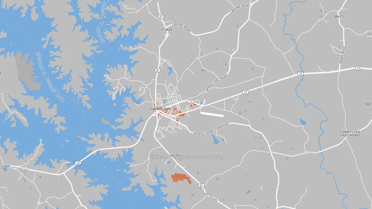 Bike Grade map of 29628, SC