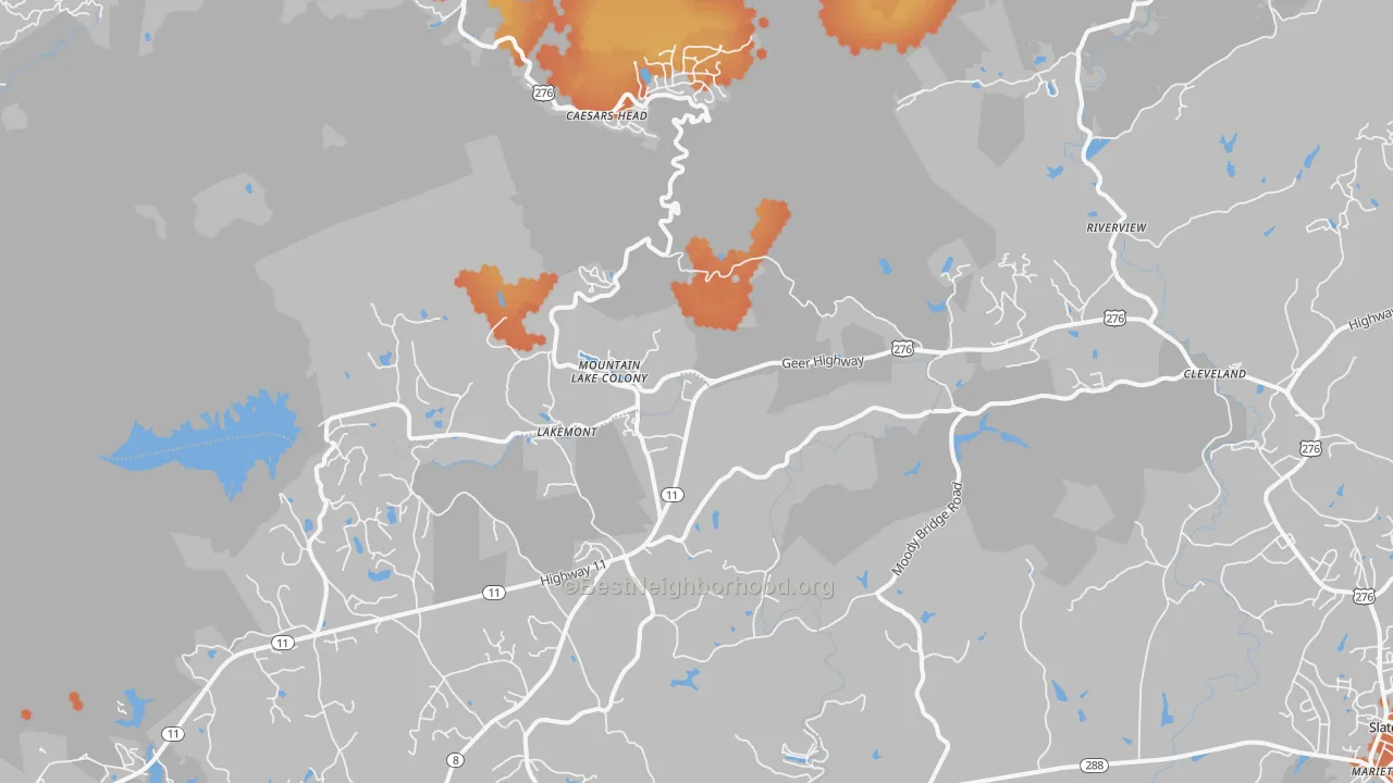 Bike Grade map of 29635, SC