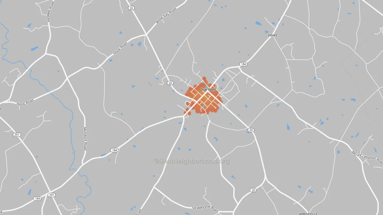 Bike Grade map of 29639, SC