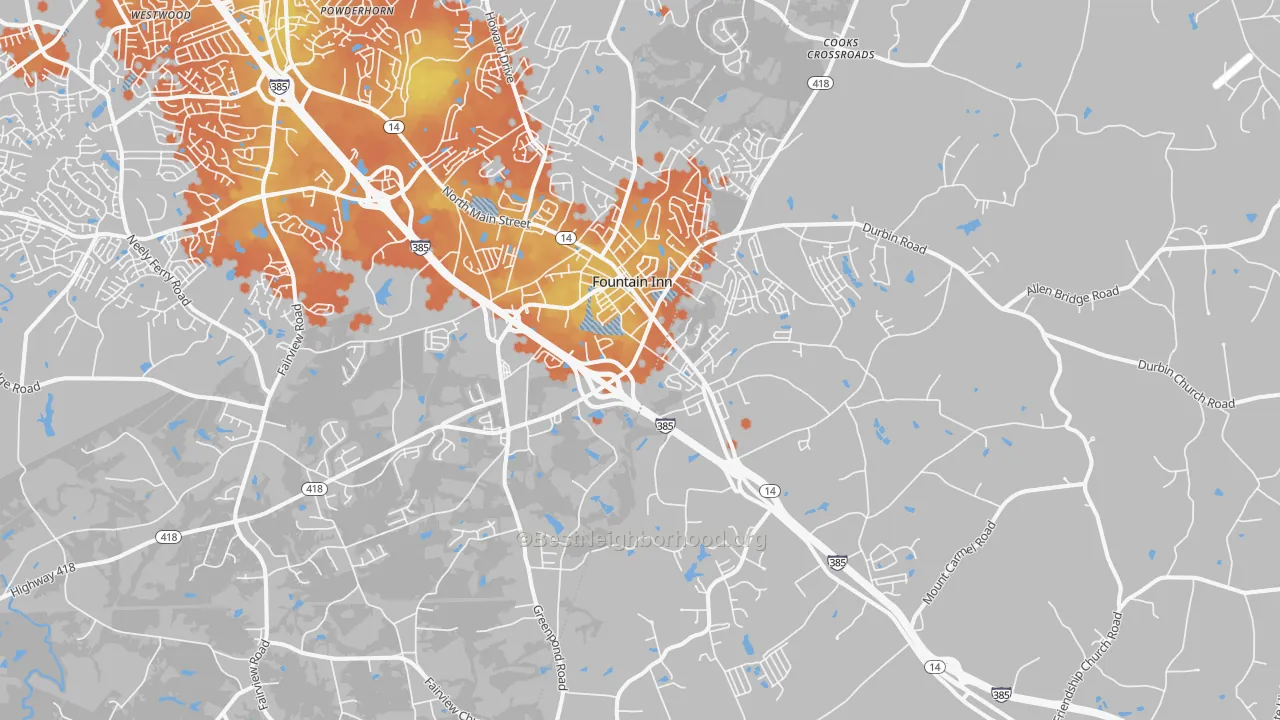 Bike Grade map of 29644, SC