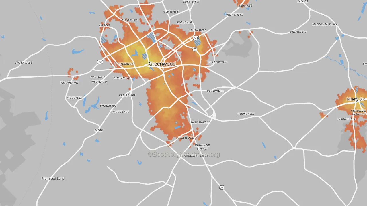 Bike Grade map of 29646, SC