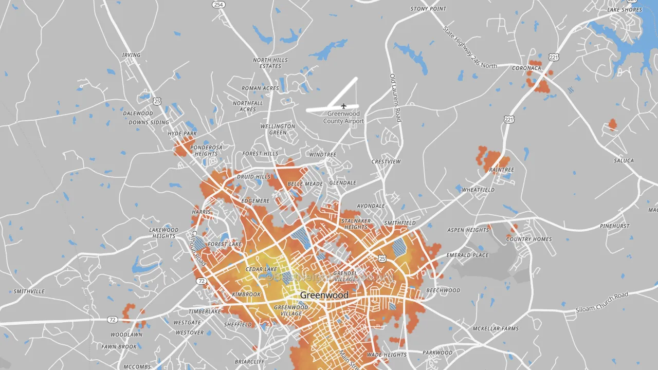 Bike Grade map of 29649, SC