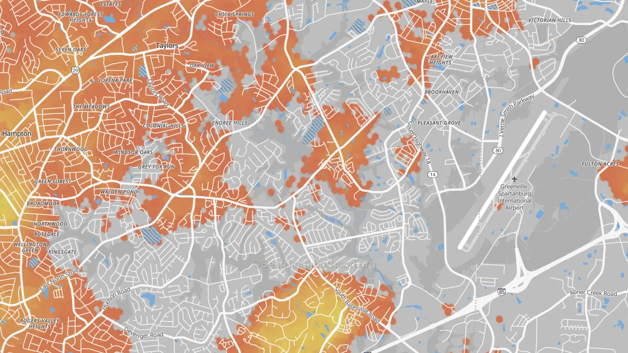 Bike Grade map of 29650, SC
