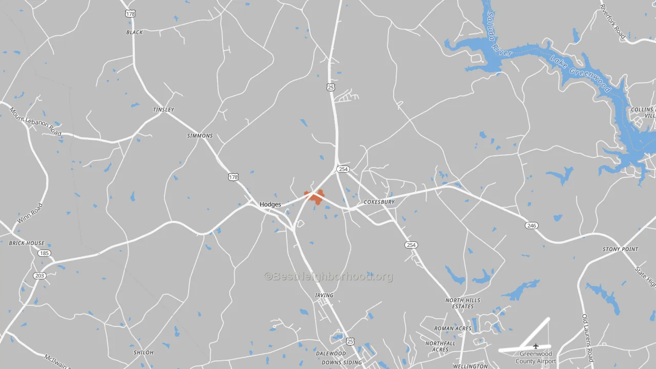 Bike Grade map of 29653, SC