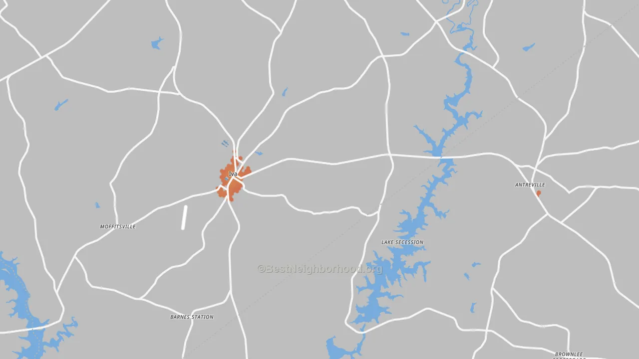 Bike Grade map of 29655, SC