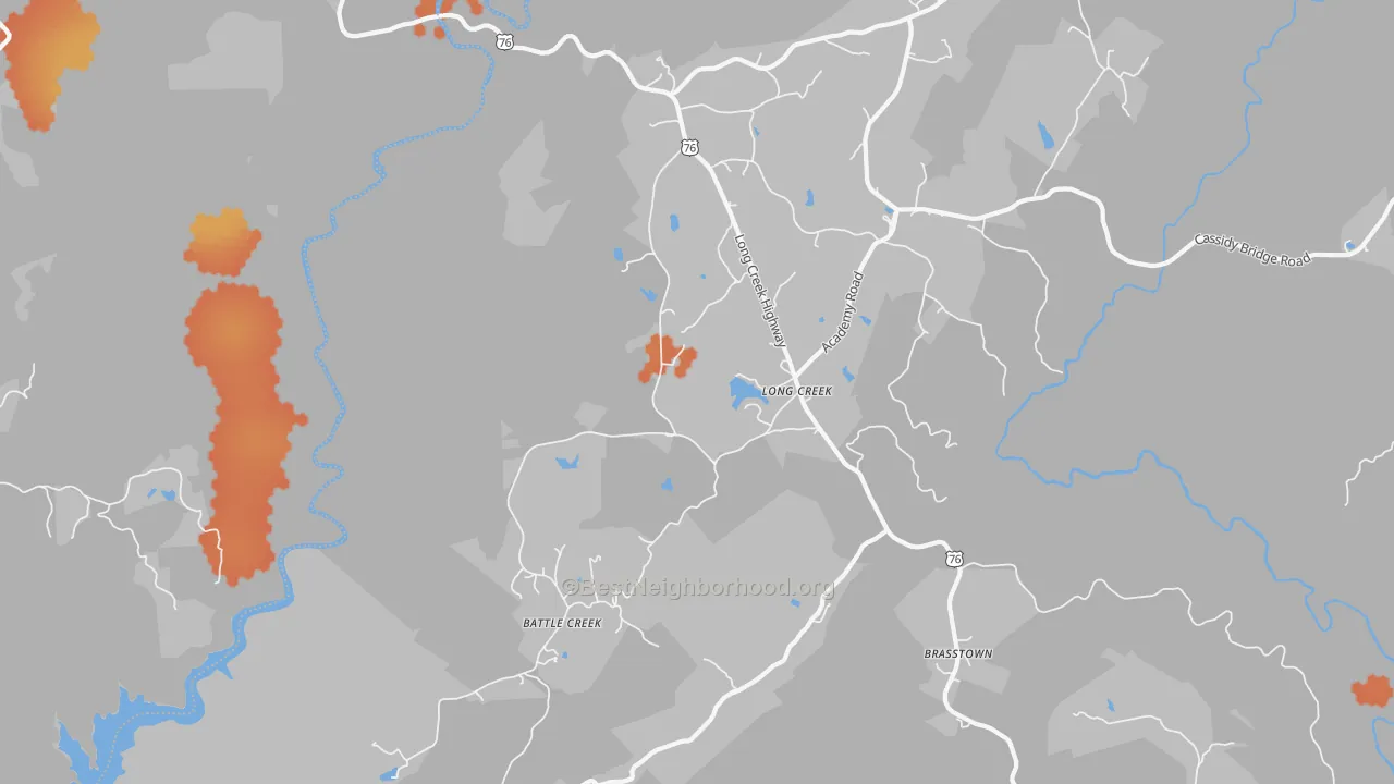 Bike Grade map of 29658, SC