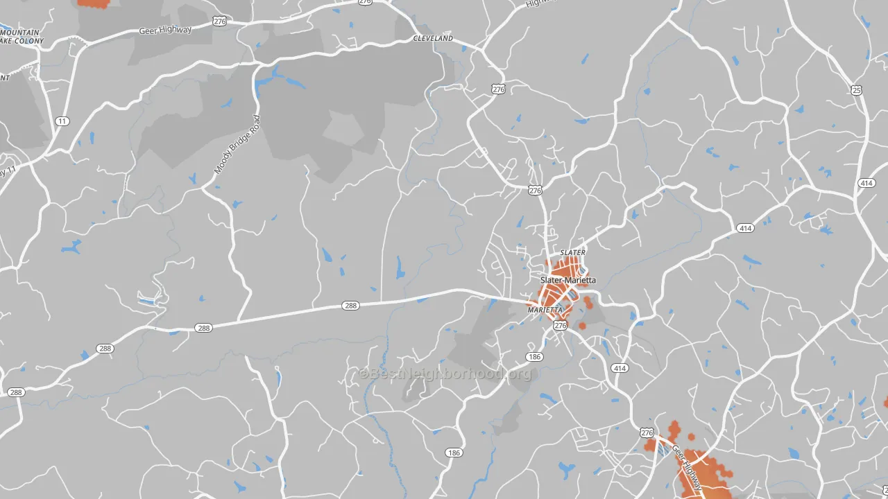 Bike Grade map of 29661, SC