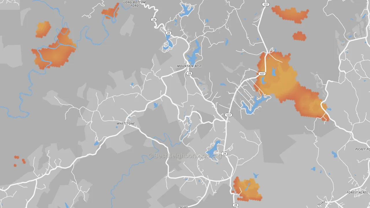 Bike Grade map of 29664, SC
