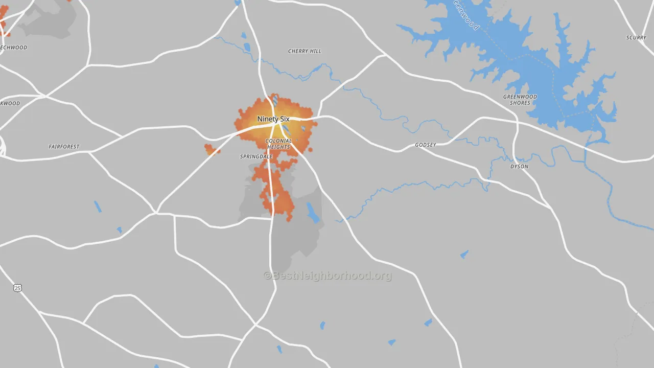 Bike Grade map of 29666, SC
