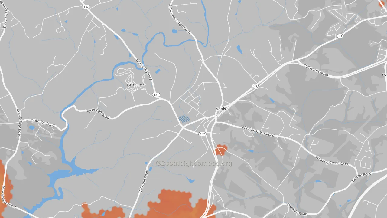 Bike Grade map of 29667, SC