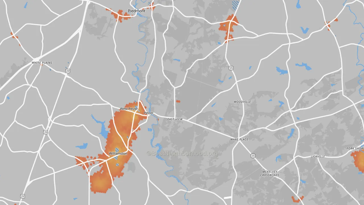 Bike Grade map of 29669, SC