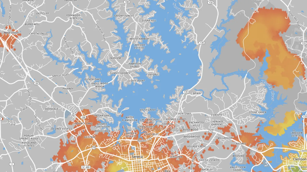 Bike Grade map of 29672, SC
