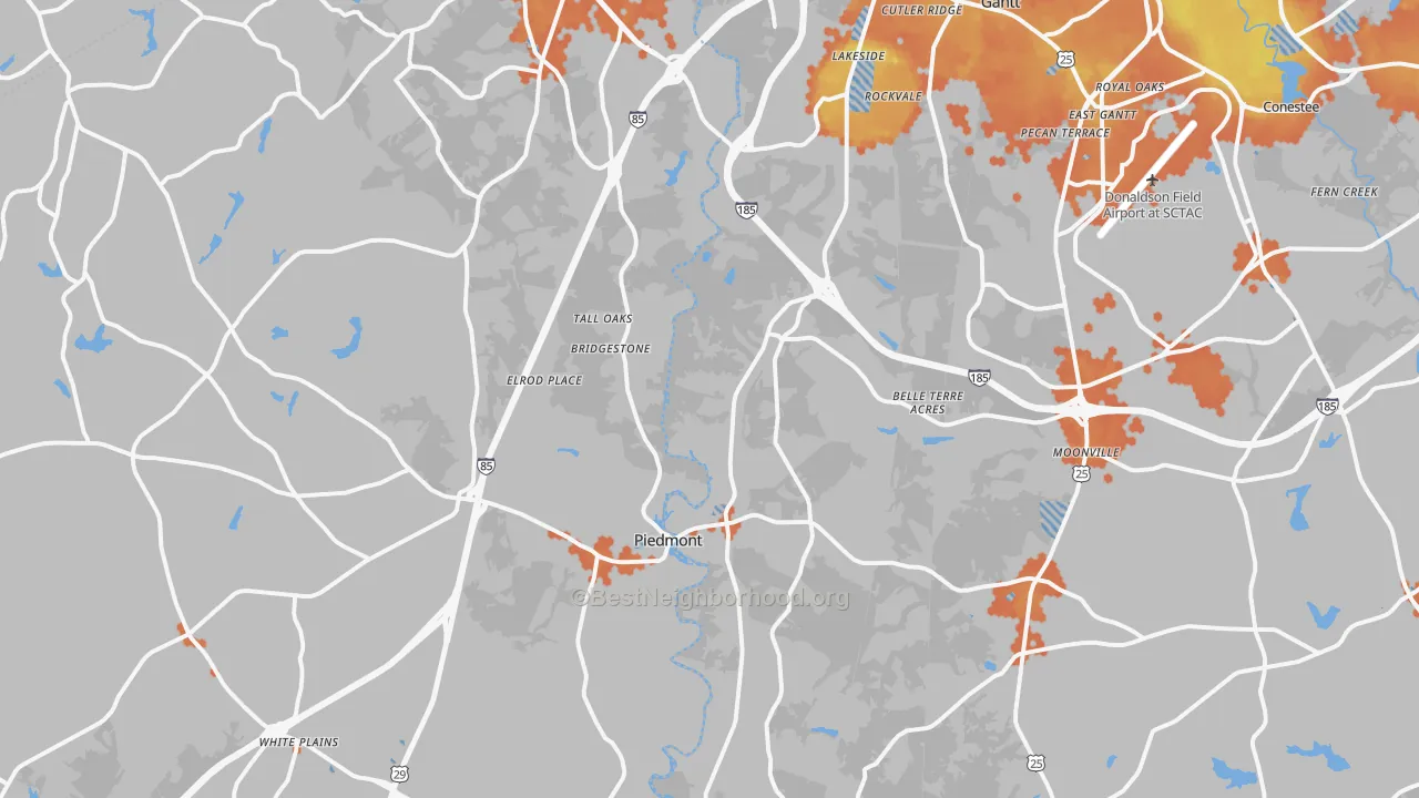 Bike Grade map of 29673, SC