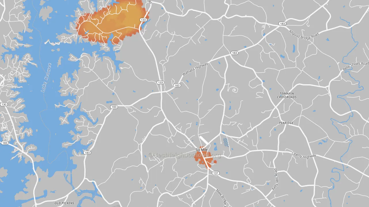 Bike Grade map of 29682, SC