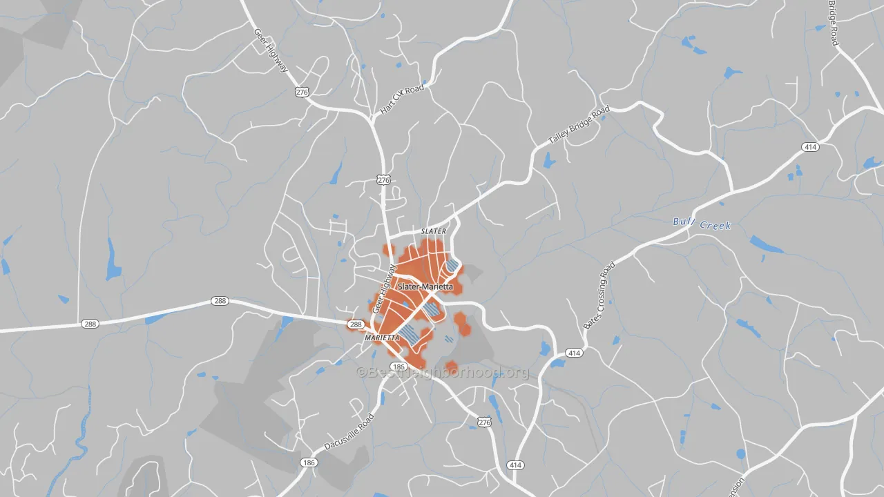 Bike Grade map of 29683, SC