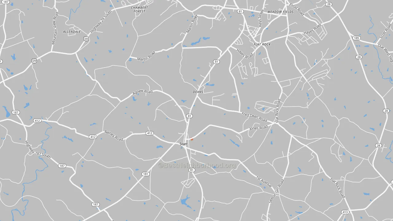 Bike Grade map of 29684, SC