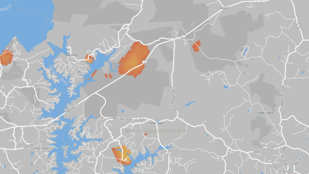 Bike Grade map of 29685, SC