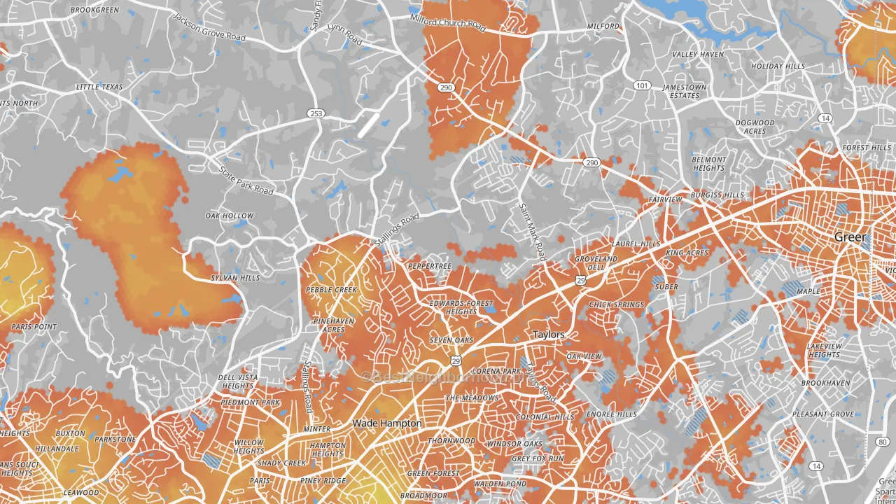 Bike Grade map of 29687, SC