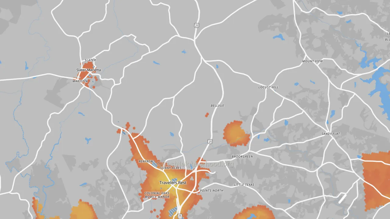 Bike Grade map of 29690, SC