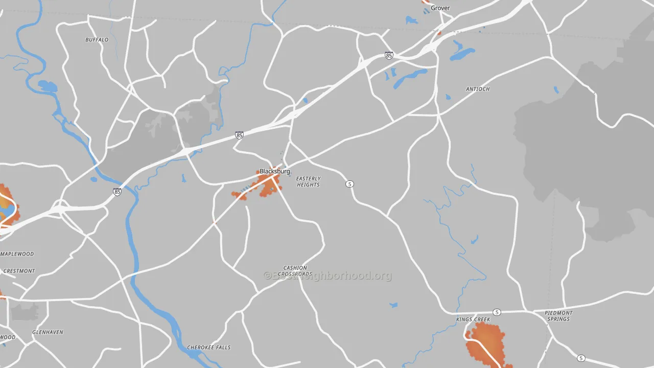 Bike Grade map of 29702, SC
