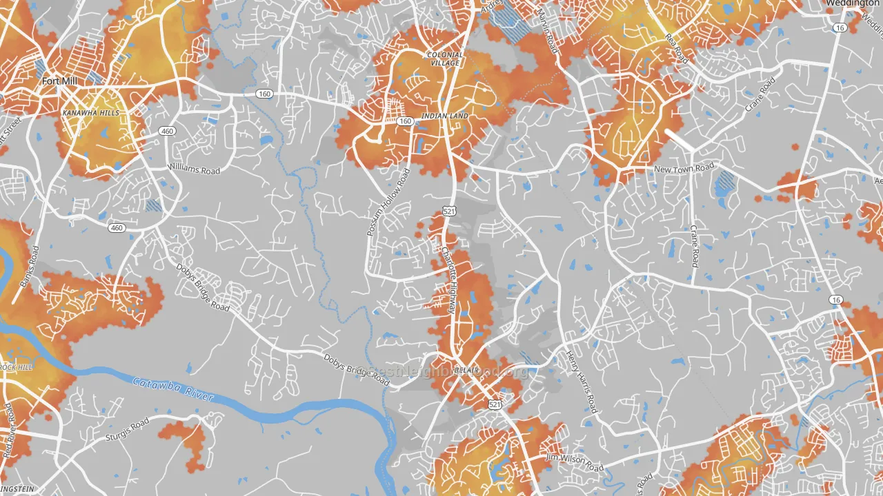 Bike Grade map of 29707, SC
