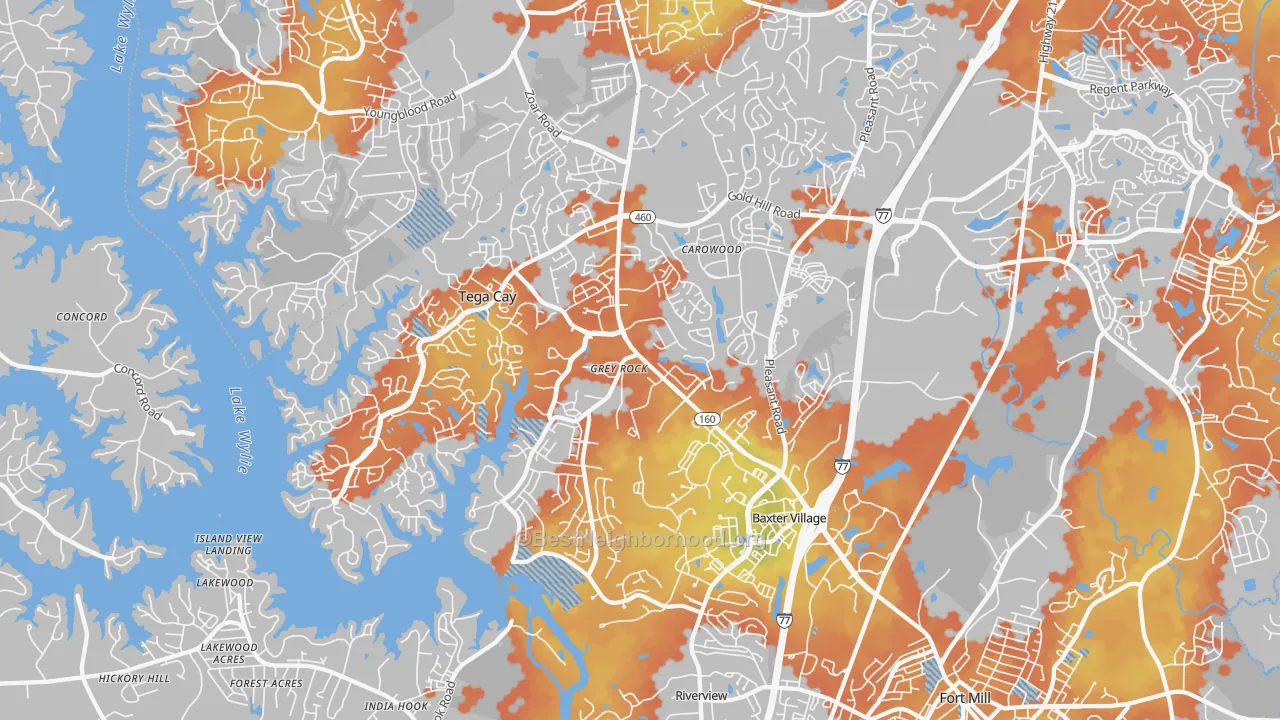 Bike Grade map of 29708, SC