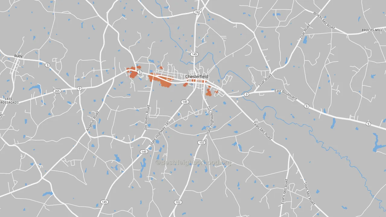 Bike Grade map of 29709, SC