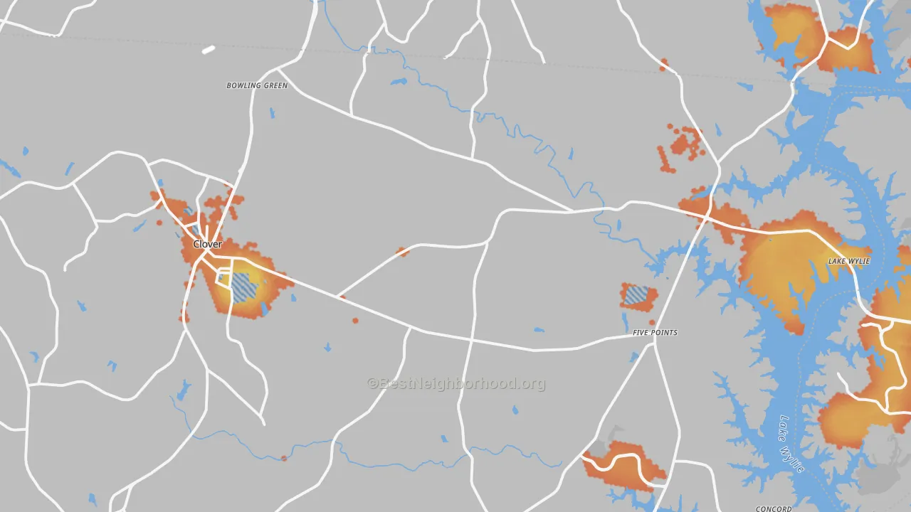 Bike Grade map of 29710, SC