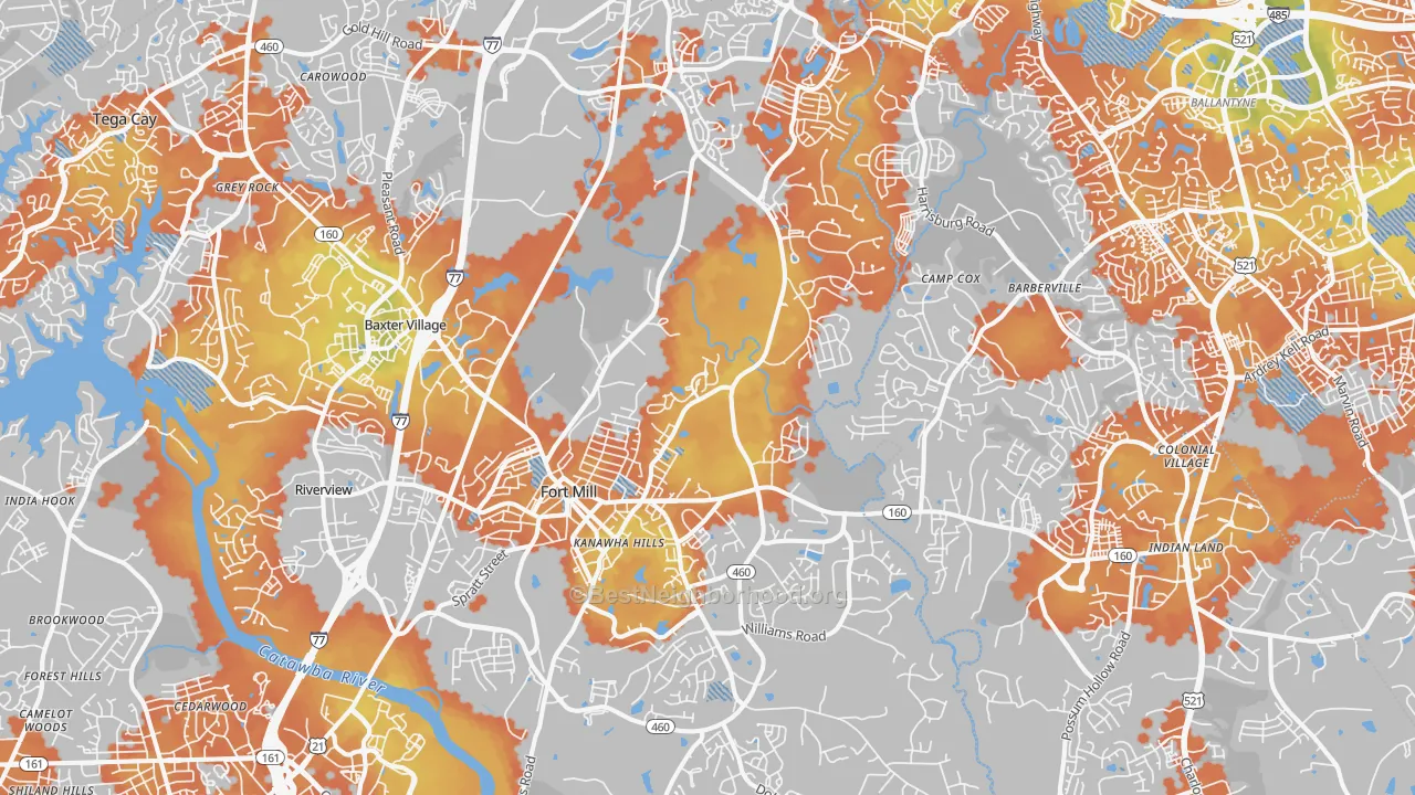 Bike Grade map of 29715, SC