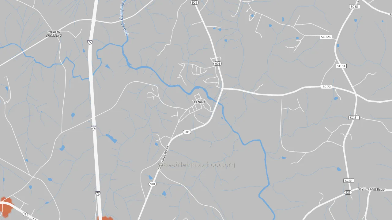 Bike Grade map of 29724, SC