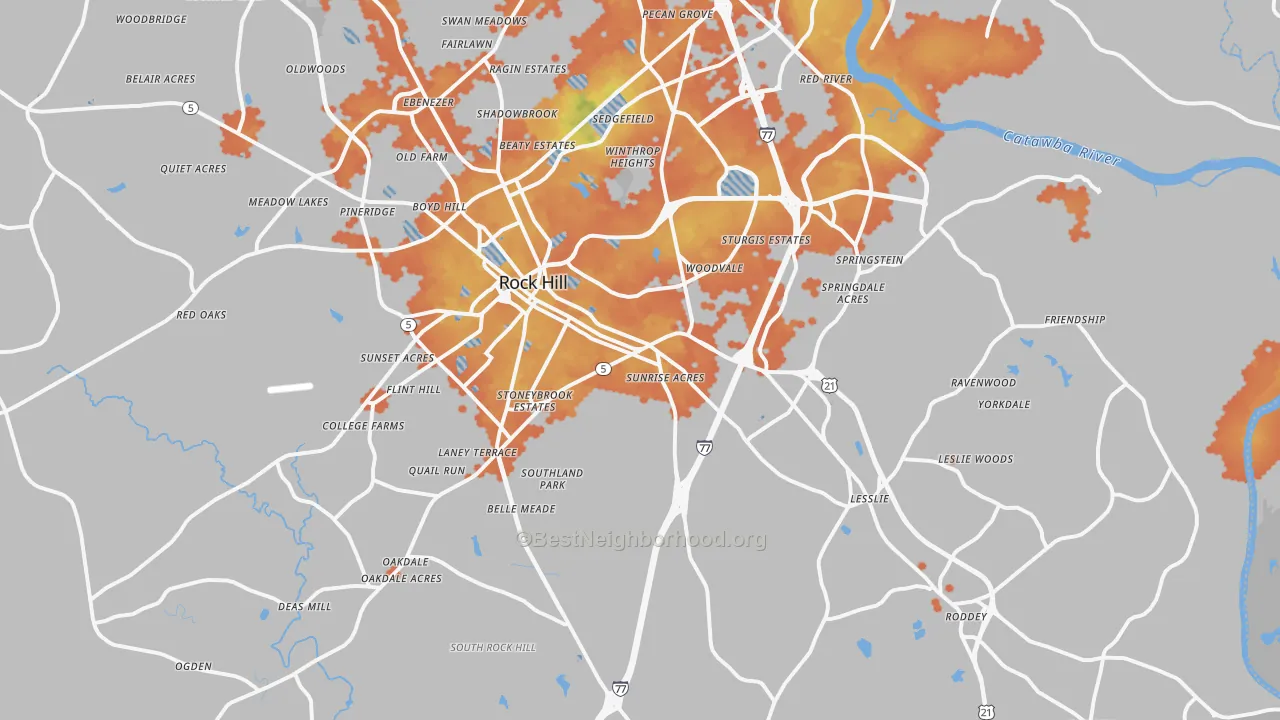Bike Grade map of 29730, SC