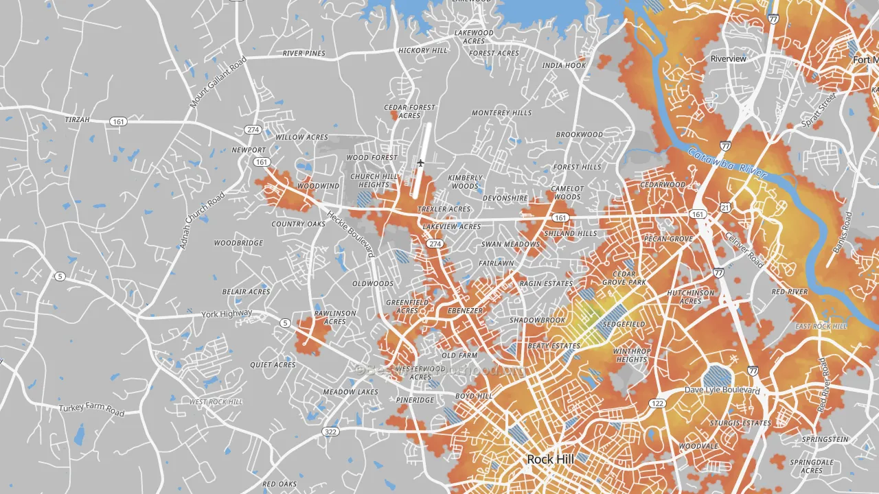 Bike Grade map of 29732, SC