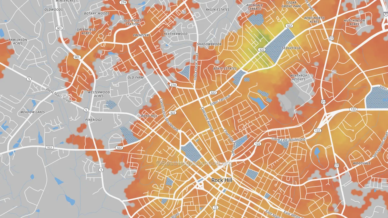 Bike Grade map of 29733, SC